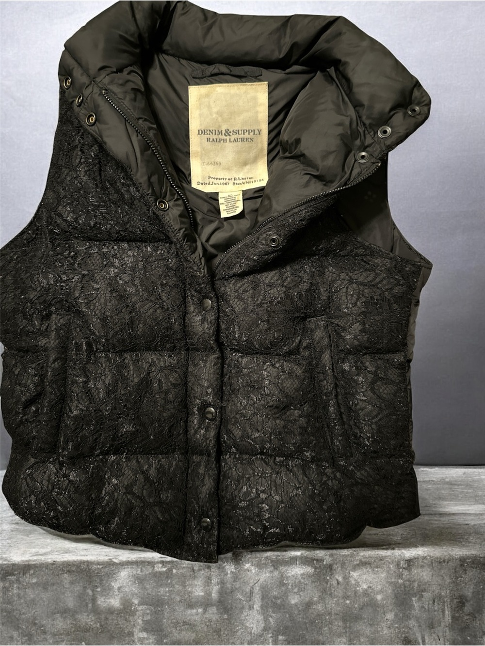 Denim & Supply Ralph Lauren Black Lace Quilted Vest